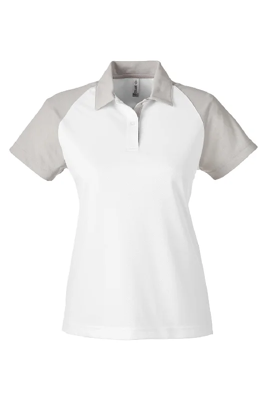 Team 365 Womens Command Colorblock Moisture Wicking Short Sleeve Polo Shirt - White/Silver Grey