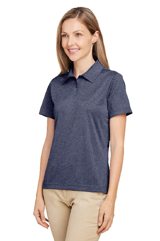 Team 365 Womens Zone Sonic Moisture Wicking Short Sleeve Polo Shirt - Heather Dark Navy Blue