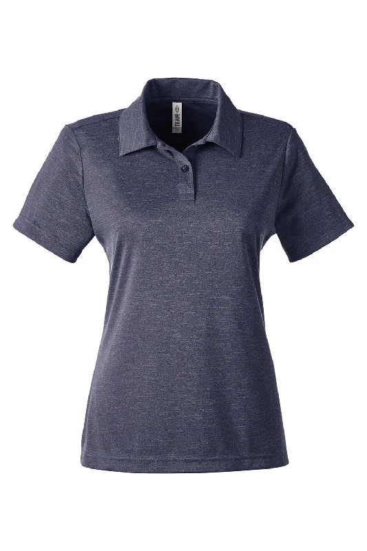 Team 365 Womens Zone Sonic Moisture Wicking Short Sleeve Polo Shirt - Heather Dark Navy Blue