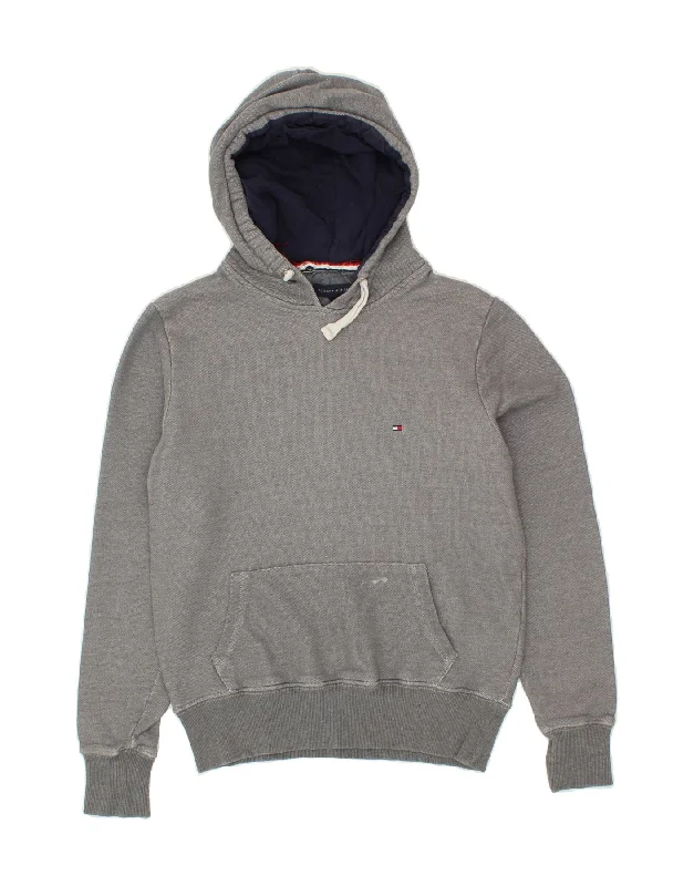 TOMMY HILFIGER Mens Hoodie Jumper Medium Grey Cotton