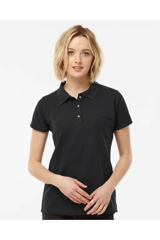 Tultex Womens Sport Short Sleeve Polo Shirt - Black - NEW