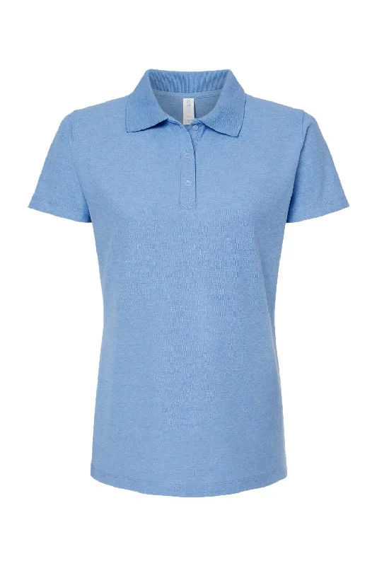 Tultex Womens Sport Short Sleeve Polo Shirt - Heather Light Blue - NEW