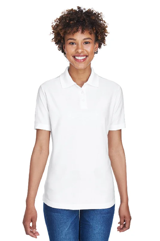 UltraClub Womens Cool & Dry Elite Performance Moisture Wicking Short Sleeve Polo Shirt - White