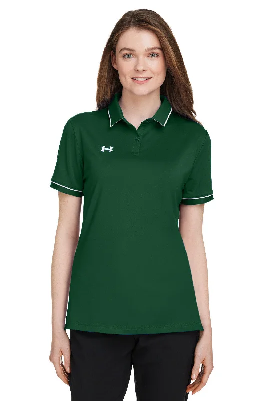 Under Armour Womens Teams Performance Moisture Wicking Short Sleeve Polo Shirt - Forest Green