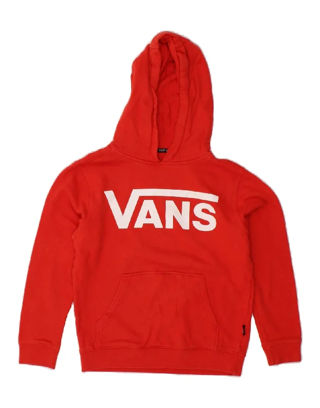 VANS Boys Graphic Hoodie Jumper 12-13 Years Small Red Cotton