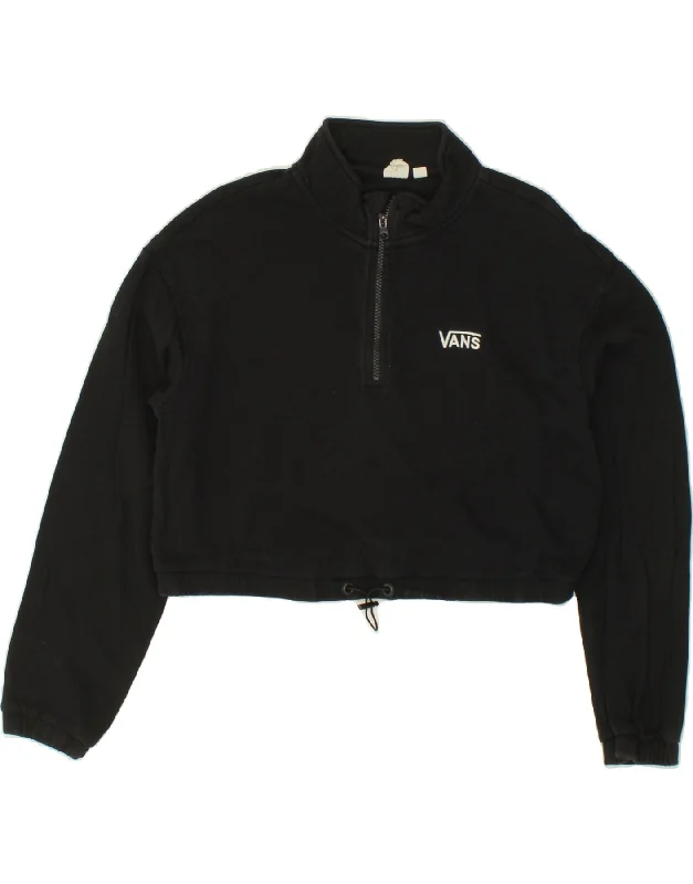 VANS Womens Crop Sweatshirt Jumper UK 14 Medium Black Cotton