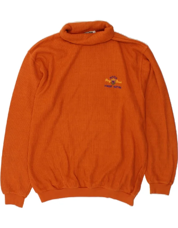 VINTAGE Mens Roll Neck Sweatshirt Jumper Medium Orange